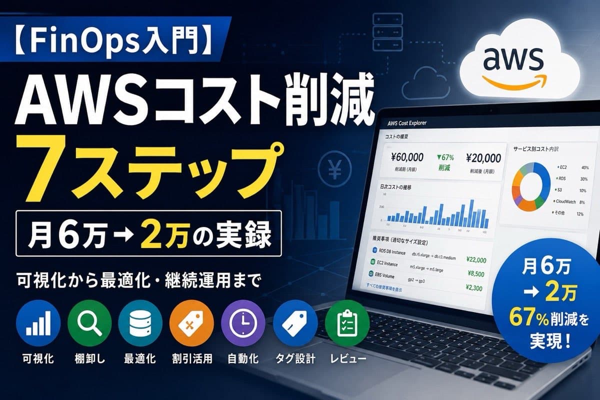 【FinOps入門】AWSコスト削減7ステップ：月6万→2万の実録