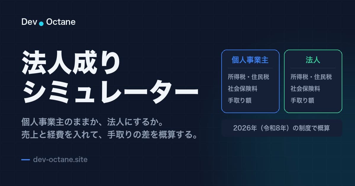 フリーランスの法人化シミュレーター｜手取りの差を試算する