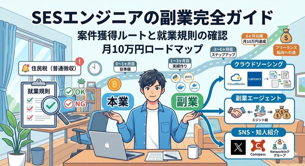 SESエンジニアの副業完全ガイド｜案件獲得ルートと就業規則の確認