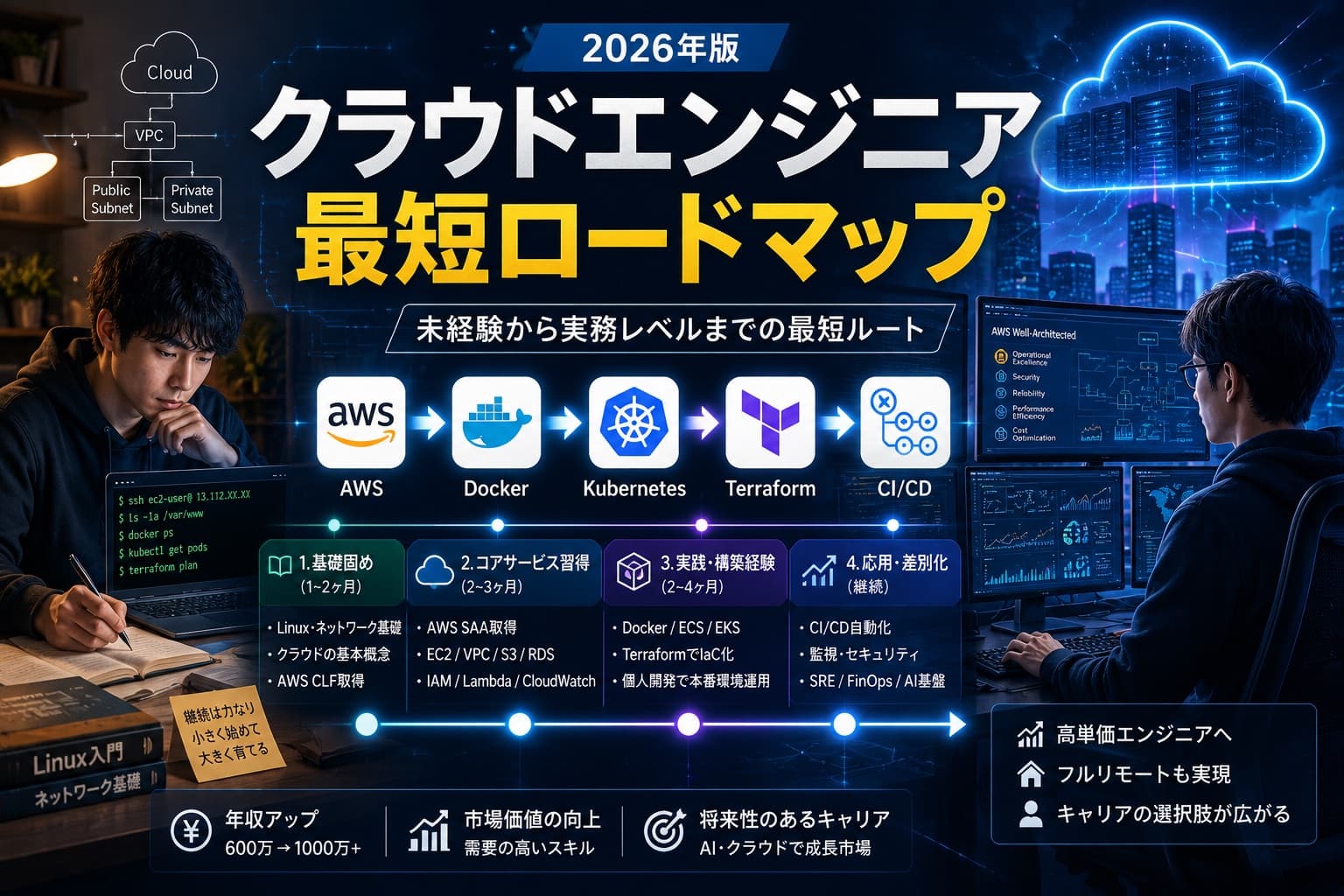 【2026年版】クラウドエンジニアへの最短学習ロードマップ