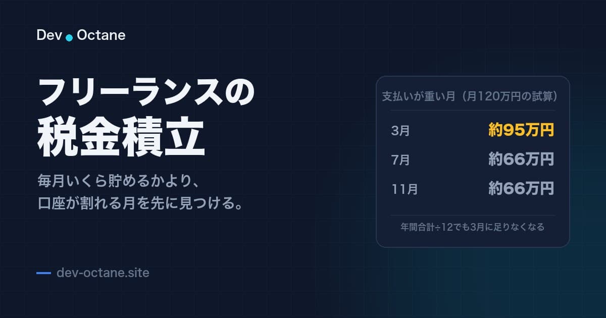 フリーランスの税金積立は月いくら?支払月ごとの実額で計算